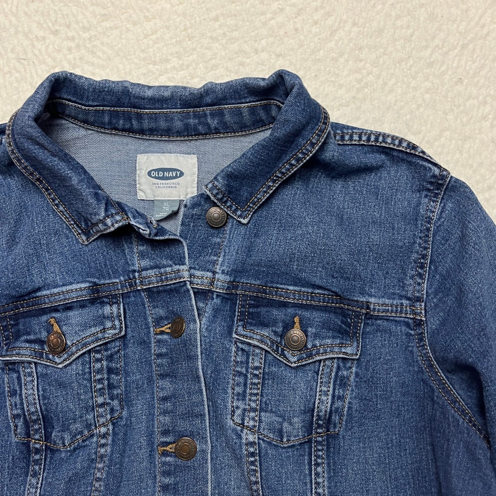 Old Navy Jacket Womens XL Blue Authentic Dark Denim Trucker Stretch 714108-00